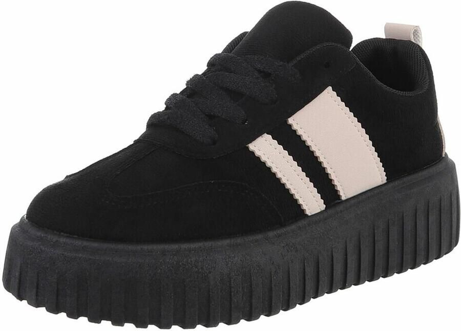 ZoeZo Design sneakers zwart suedine met veters zoolhoogte 4 nieuwe collectie
