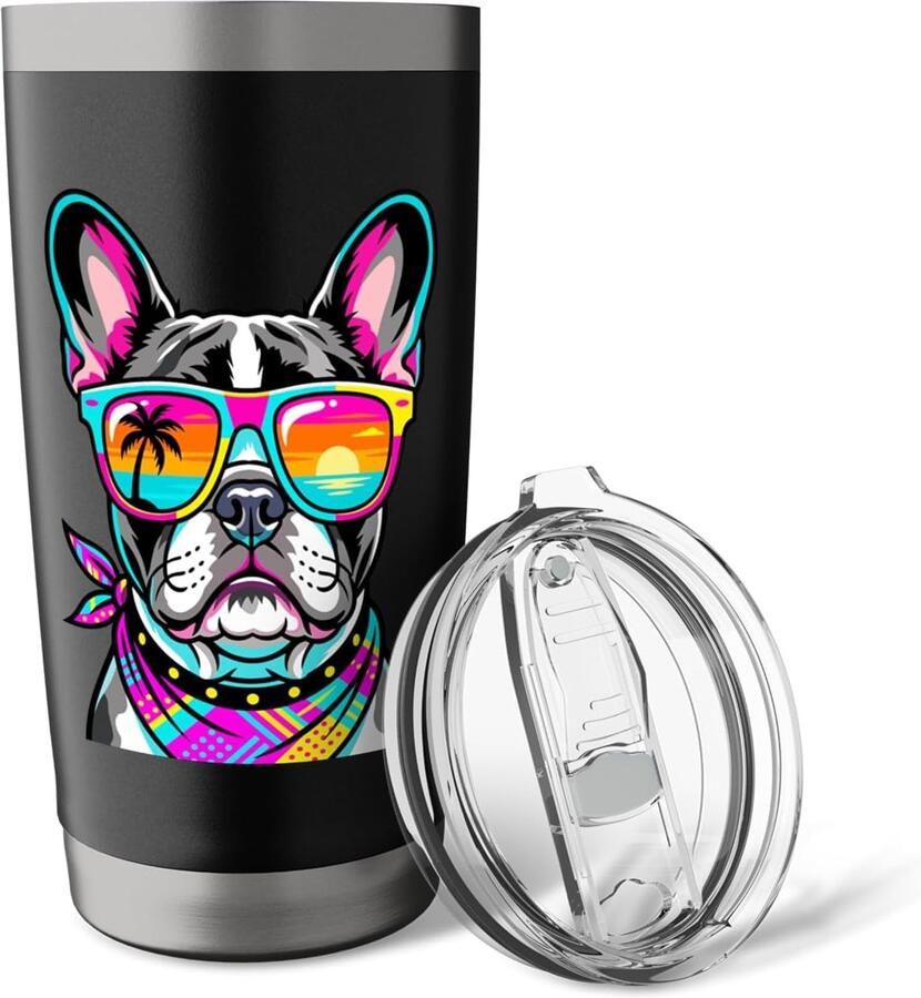 Zonnebril Frenchie dubbelwandige thermobeker