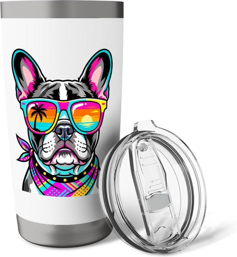 Zonnebril Frenchie dubbelwandige thermobeker