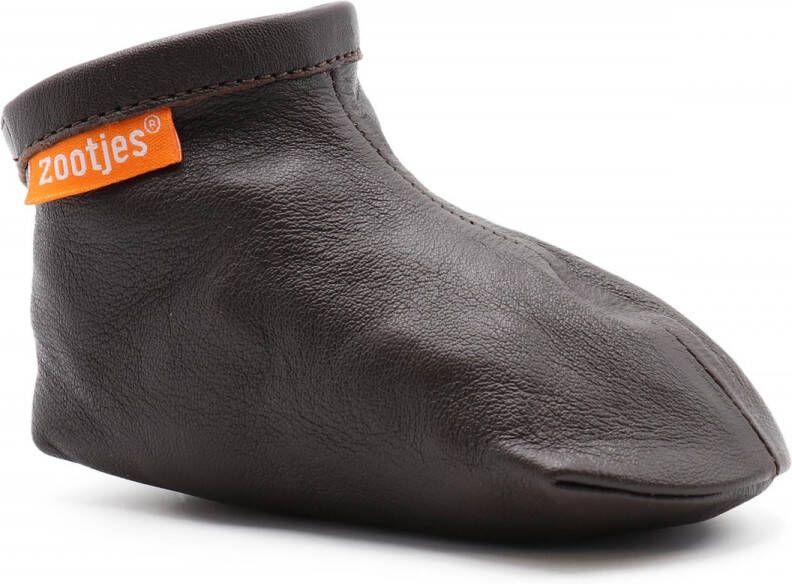 Zootjes babyslofjes chocolate brown bio leer