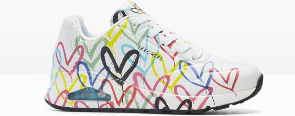 Skechers Sneakers met sleehak UNO-SPREAD THE LOVE Vrijetijdsschoen lage schoen veterschoen met coole graffiti-print - Foto 3
