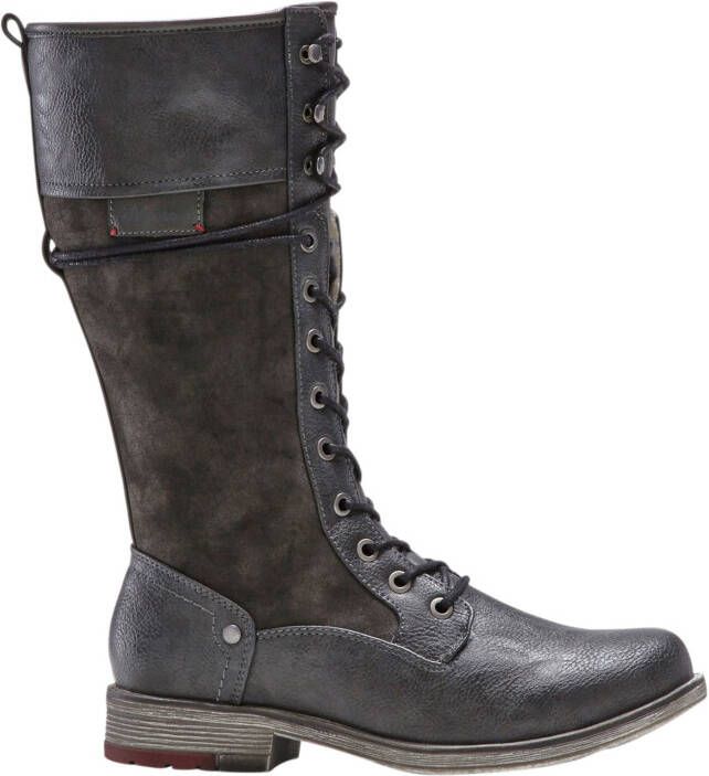 Mustang Shoes Winterlaarzen blokhak veterschoen hoge laars binnenrits
