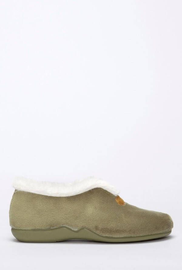 Bristol merk Cosy Line Velours Khaki Dames Schoenen