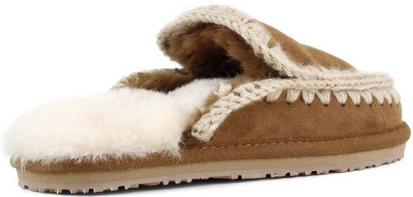 Mou Dames Full Eskimo Stitch Slippers Cognac