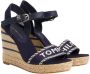 Tommy Hilfiger Dames Marineblauwe Gouden Webbing Sleehak Sandalen Blue Dames - Thumbnail 8