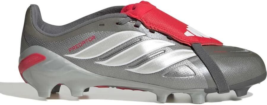 Adidas Predator League FT Gras Voetbalschoenen (FG) Kids Donkergrijs Wit Zilver Rood