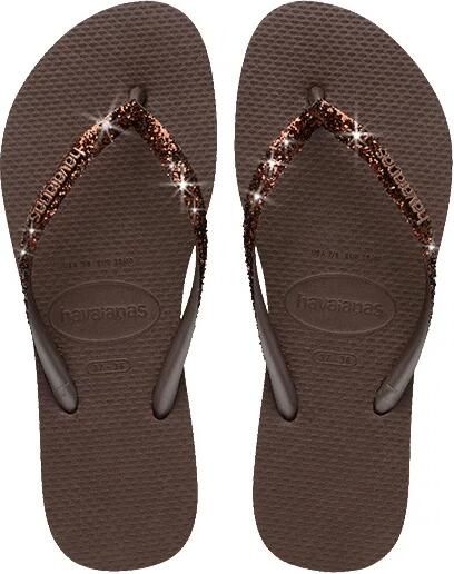 Havaianas HAV. SLIM GLITTER II Donkerbruin Dames Slippers Donkerbruin