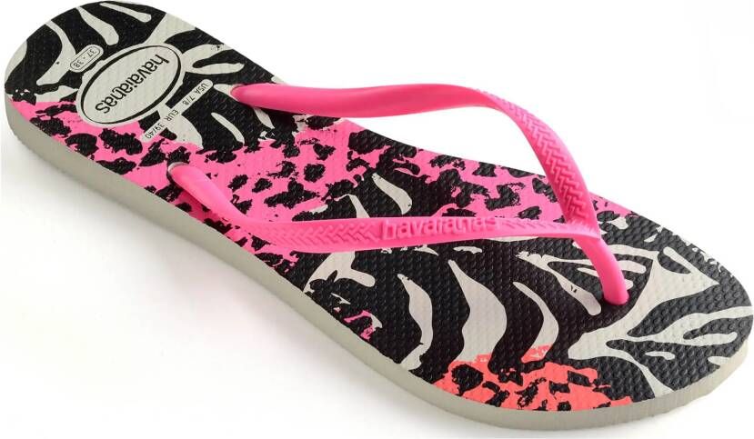 Havaianas Slim Animals Meisjes Slippers White Shocking Pink - Foto 3