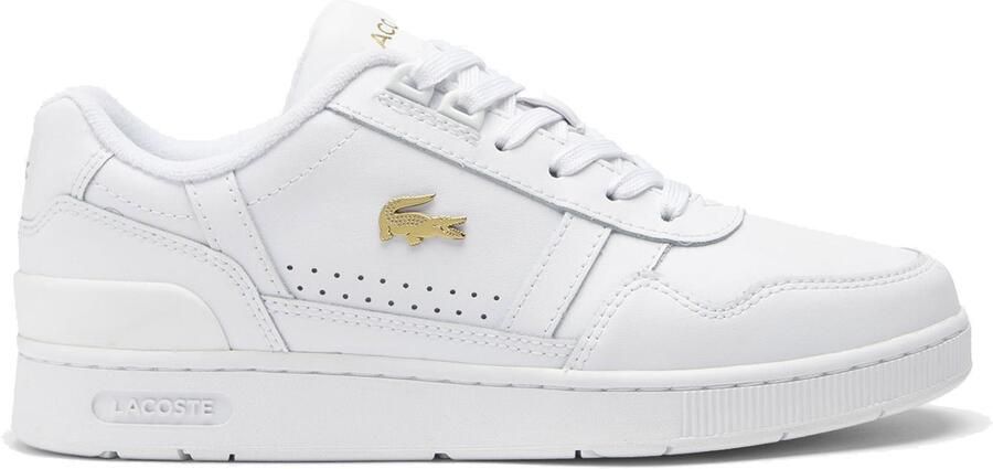Lacoste Logo Sneaker Mat Leer Label Ingedrukt Vetersluiting White Dames - Foto 13