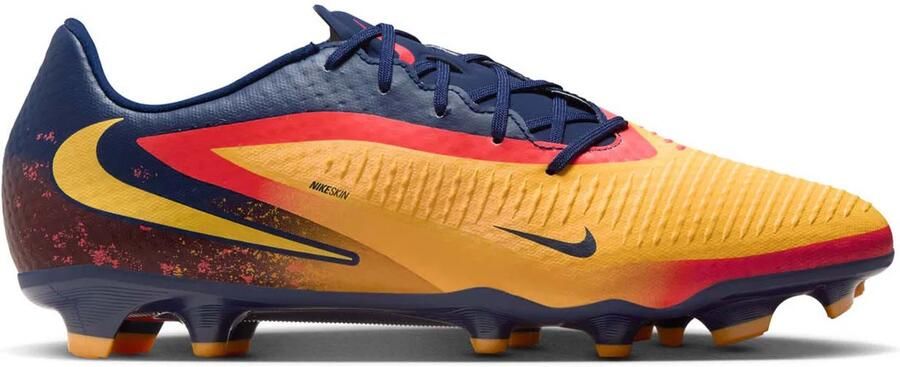 Nike Phantom 6 Low Haaland Academy Gras Kunstgras Voetbalschoenen (MG) Donkerblauw Oranje Geel Rood