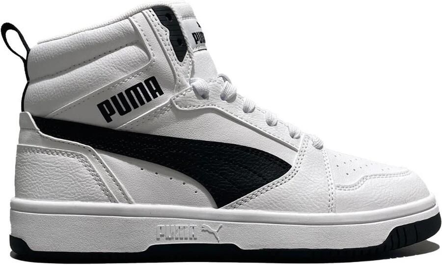 Puma Rebound v6 Mid V6 Mid sneakers lichtgrijs donkerblauw rood Jongens Meisjes Imitatieleer 39