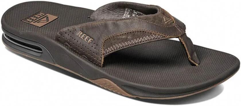 Reef Leather Fanningdark Brown Heren Slippers Donkerbruin