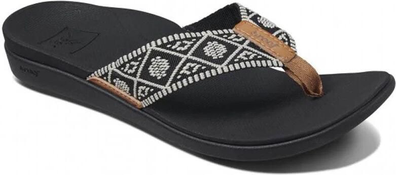 Reef Ortho Wovenblack White Dames Slippers Zwart Wit