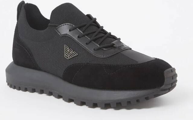 Armani Sneaker van mesh met suède details