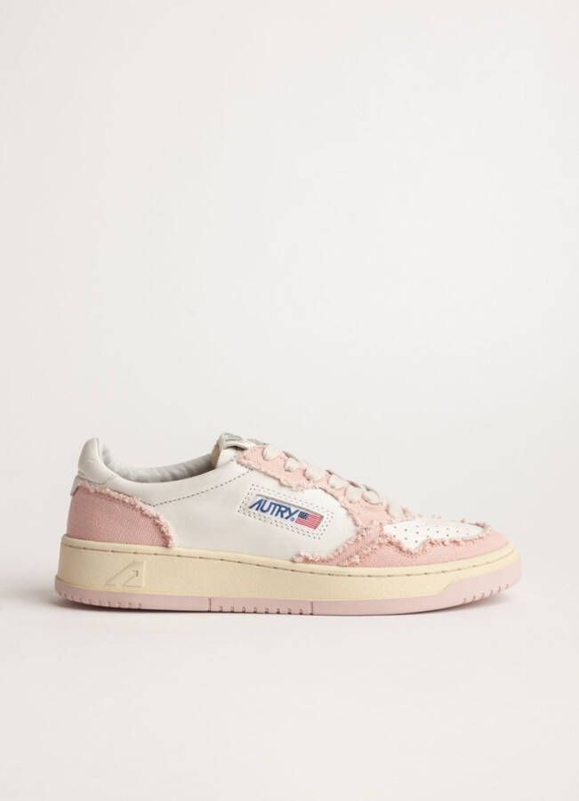 Autry Tweekleurige leer- en stoffen medaillewinnaar sneakers Roze Dames - Foto 10