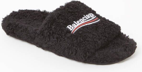 Balenciaga Furry slipper van teddy met logo