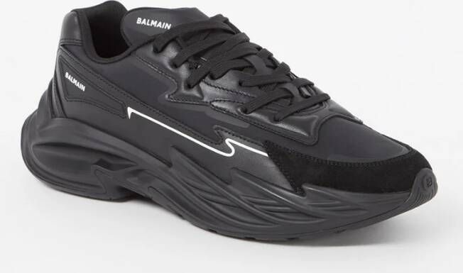 Balmain Sneaker van kalfsleer met suède details