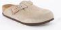 Birkenstock Boston Slippers Kids Suede Taupe Narrow Fit Unisex - Thumbnail 3