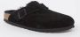 Birkenstock Boston Black narrow Shearling Veloursleder Suede Dames Pantoffels Zwart - Thumbnail 4