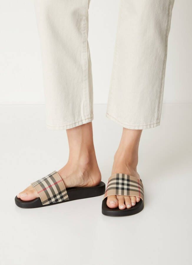 Burberry Furley slipper met ruitdessin