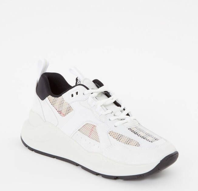 Burberry Sneakers van glad leer en suède met ruitjes mesh-inzetstukken White - Foto 5
