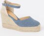 Castañer Carol gewassen katoenen espadrilles met enkelbandje met zij metalen gesp en 11 cm sleehak. Blue Dames - Thumbnail 2
