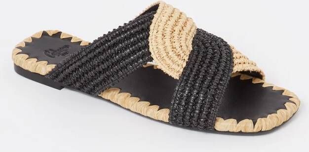 Castañer Prado slipper van raffia met schapenleren details