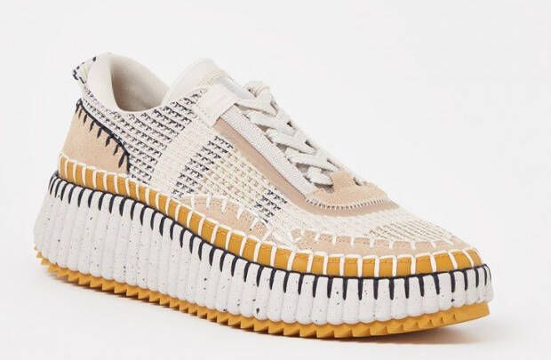 Chloé Nama sneaker met gebreid bovenwerk en suède details