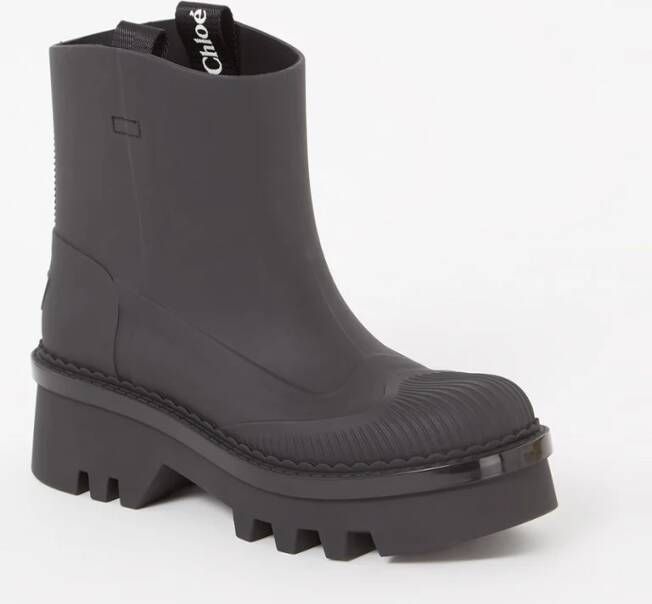 Chloé Zwarte Laarzen met Logo in Reliëf en Dubbele Tong - Foto 4