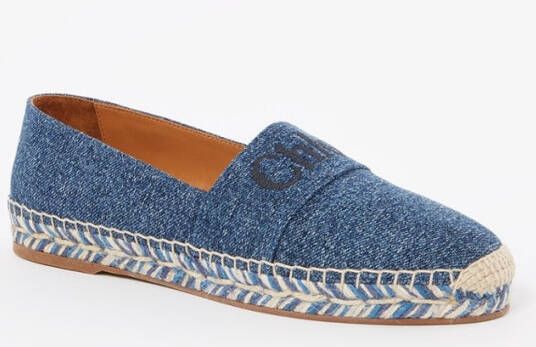 Chloé Woody Denim espadrille met logo