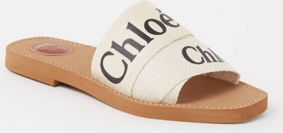 Chloé Woody slipper van canvas met logo