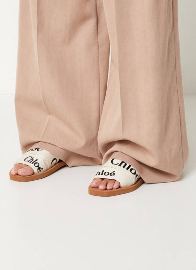 Chloé Witte Logo Canvas Sandalen Vrouw White Dames - Foto 4