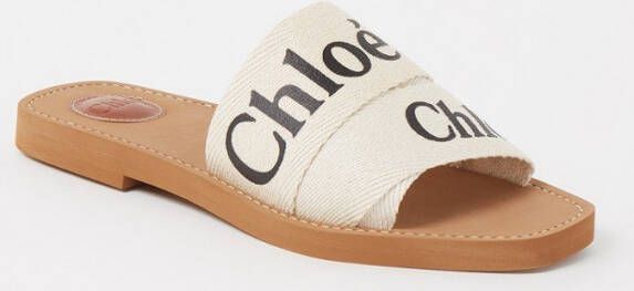 Chloé Witte Logo Canvas Sandalen Vrouw White Dames - Foto 3