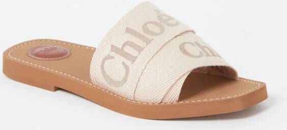 Chloé Woody slipper van canvas met logo