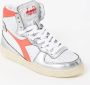 Diadora Sneakers Dames Hoge sneakers Damesschoenen Leer Mi bask metal mix Wit rood - Thumbnail 2