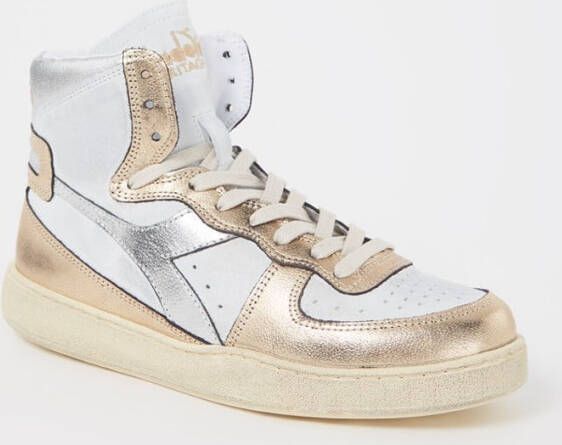 Diadora Mi Basket Used sneaker van leer met metallic finish