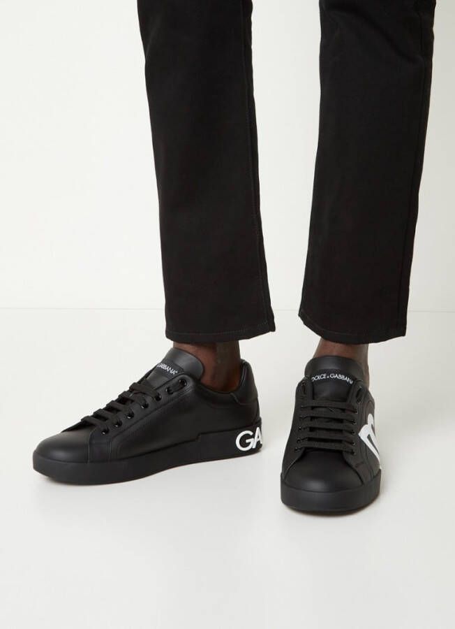 Dolce & Gabbana Zwarte Sneakers Ronde Neus Logo Print Black Heren - Foto 4