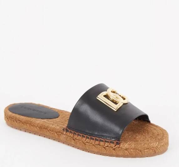 Dolce&Gabbana Slippers Devotion Espadrillas Nappa in zwart