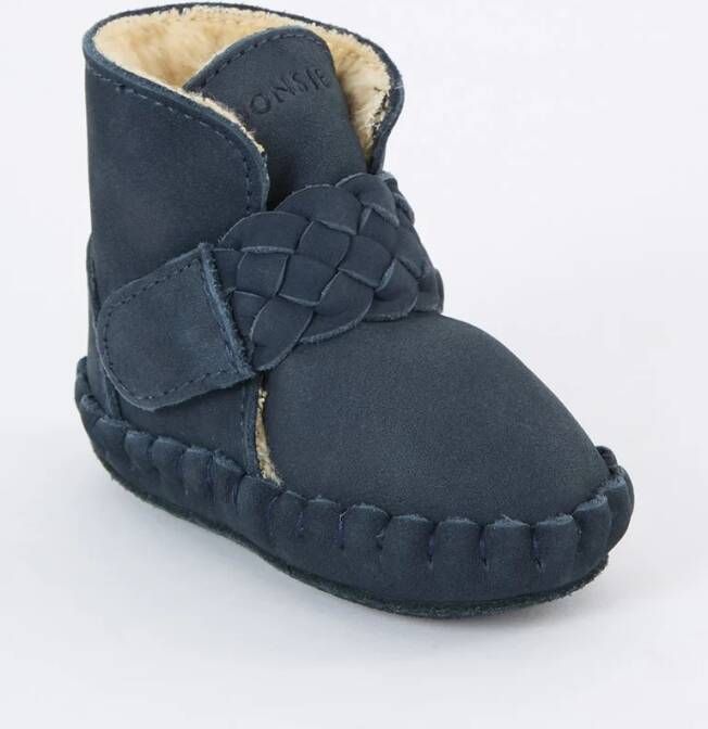 Donsje Amsterdam Mace babyschoentje van nubuck met gevlochten details