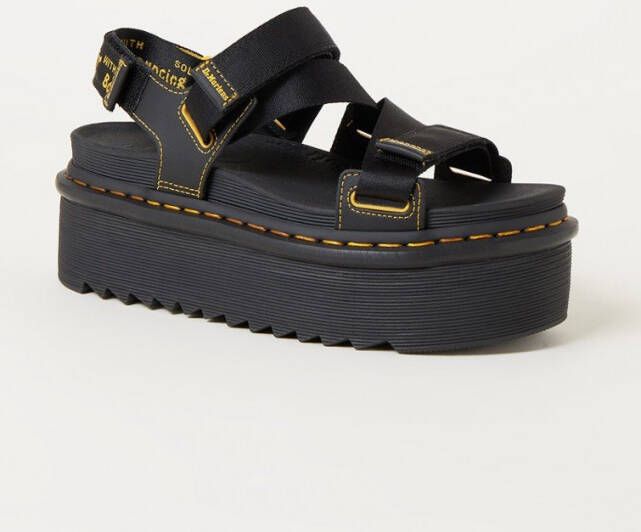 Dr. Martens Zwarte Leren Platte Sandalen met Klittenbandsluiting Black Dames - Foto 3