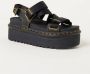 Dr. Martens Zwarte Leren Platte Sandalen met Klittenbandsluiting Black Dames - Thumbnail 3