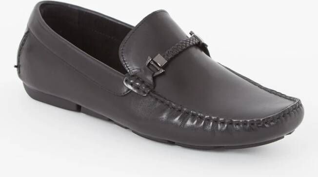 Dune London Wide Fit Beacons mocassin van leer