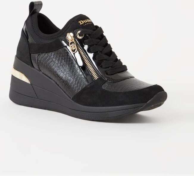 Dune London Eiline sneakerwedge van leer