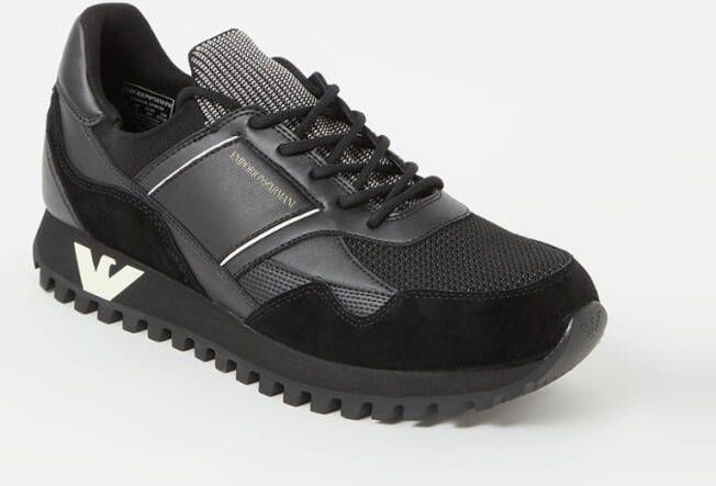 Emporio Armani Sneaker met suède en mesh details