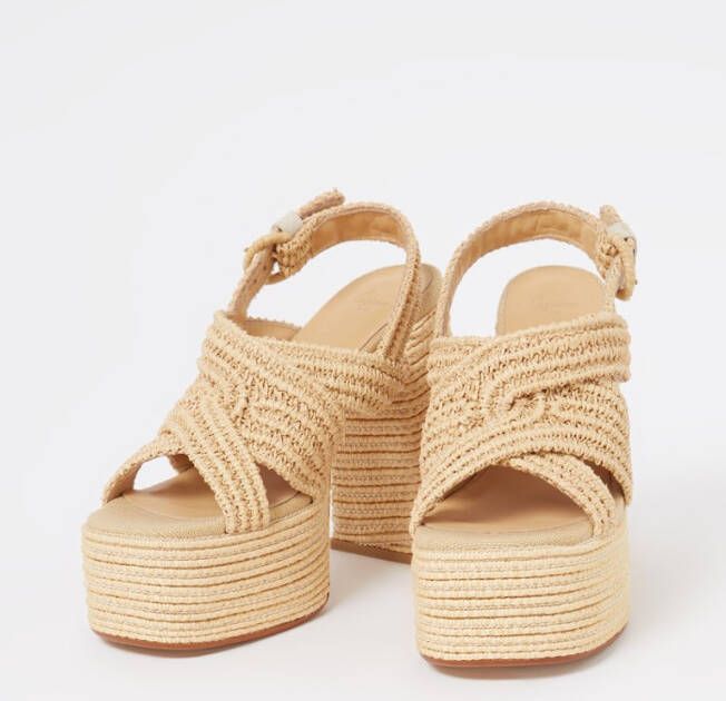 Castañer Fulvia sandalette van raffia met kalfsleren details