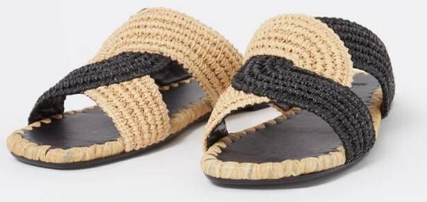 Castañer Prado slipper van raffia met schapenleren details