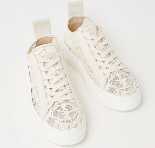 Chloé Lauren sneaker van kant met kalfsleren details