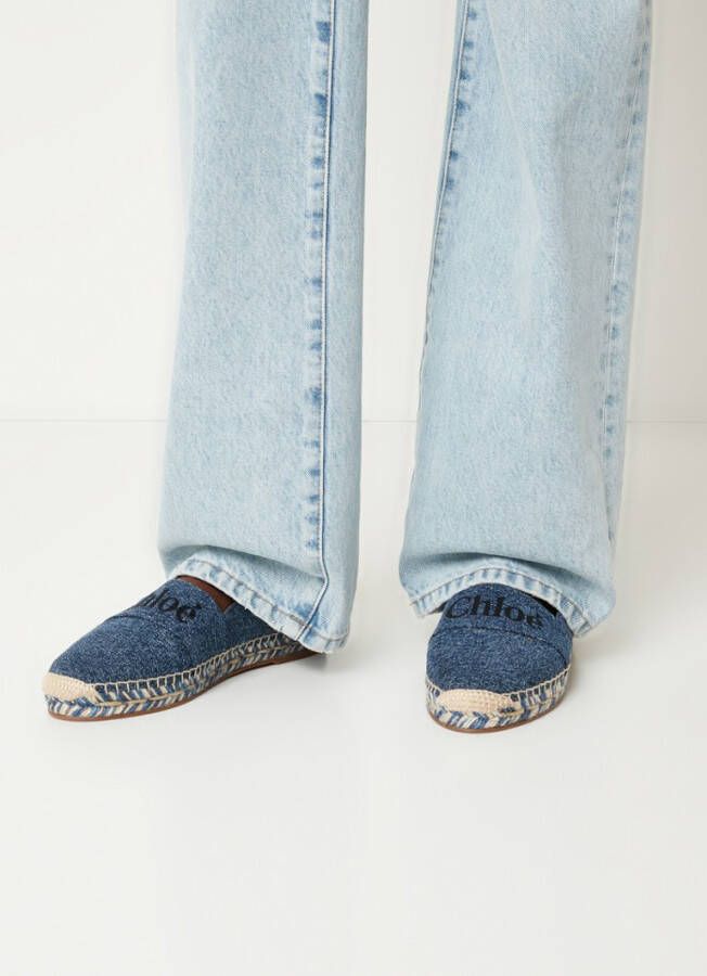 Chloé Woody Denim espadrille met logo