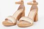Fabienne Chapot Gevlochten Blokhak Sandaal Beige Dames - Thumbnail 9
