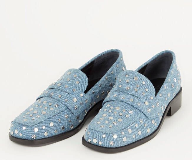 Fabienne Chapot Pim loafer van denim met studs